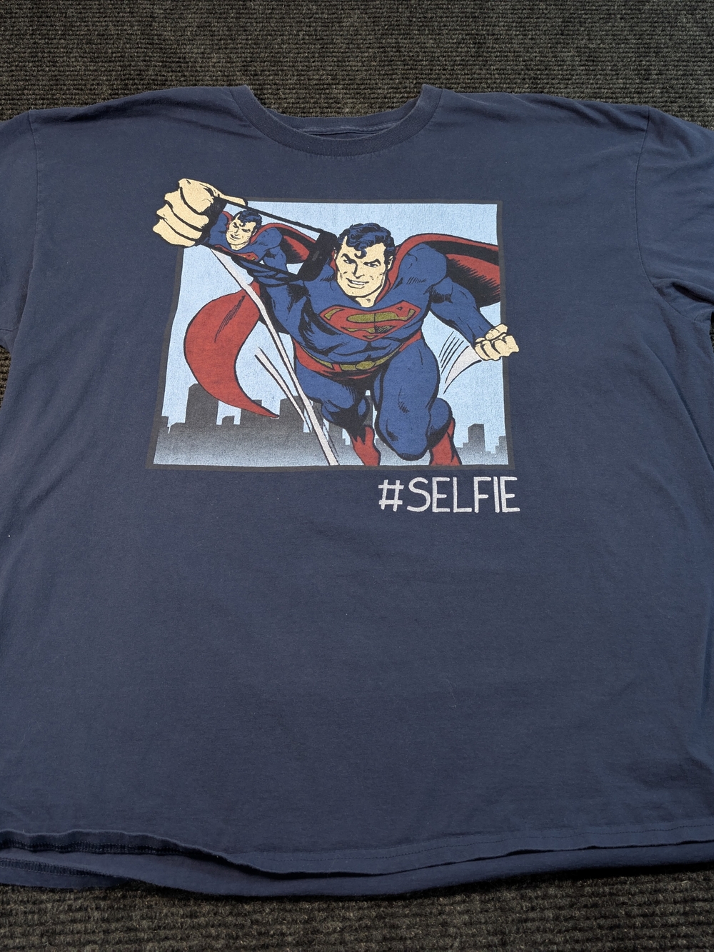 Men's Navy Superman Graphic T-Shirt - #Selfie